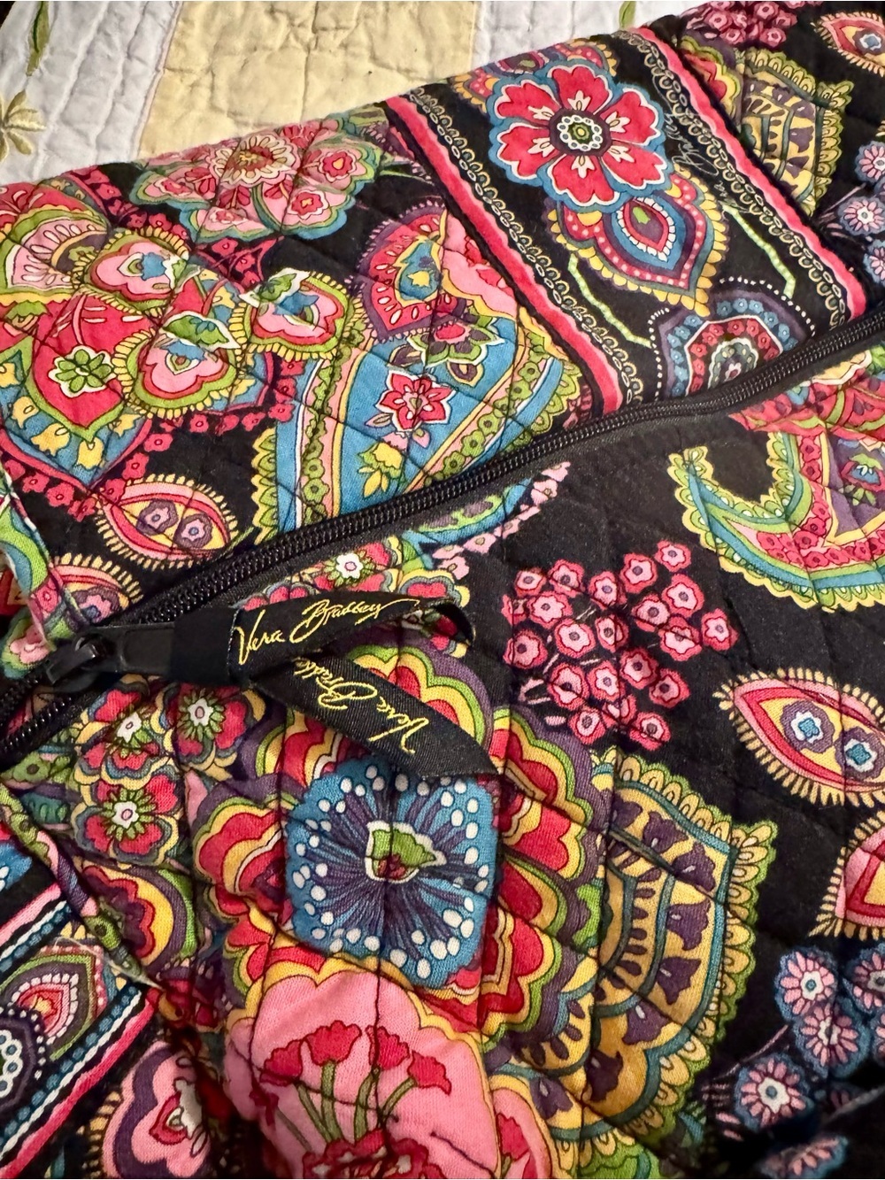 Vera Bradley Black Quilted Crossbody with Bright Floral Paisley - Picture 5 of 6